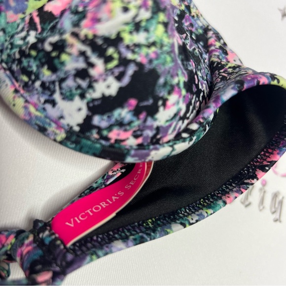 Victoria secret bathing suit bikini top splattered neon colored rainbow 🌈 swim - Picture 6 of 10